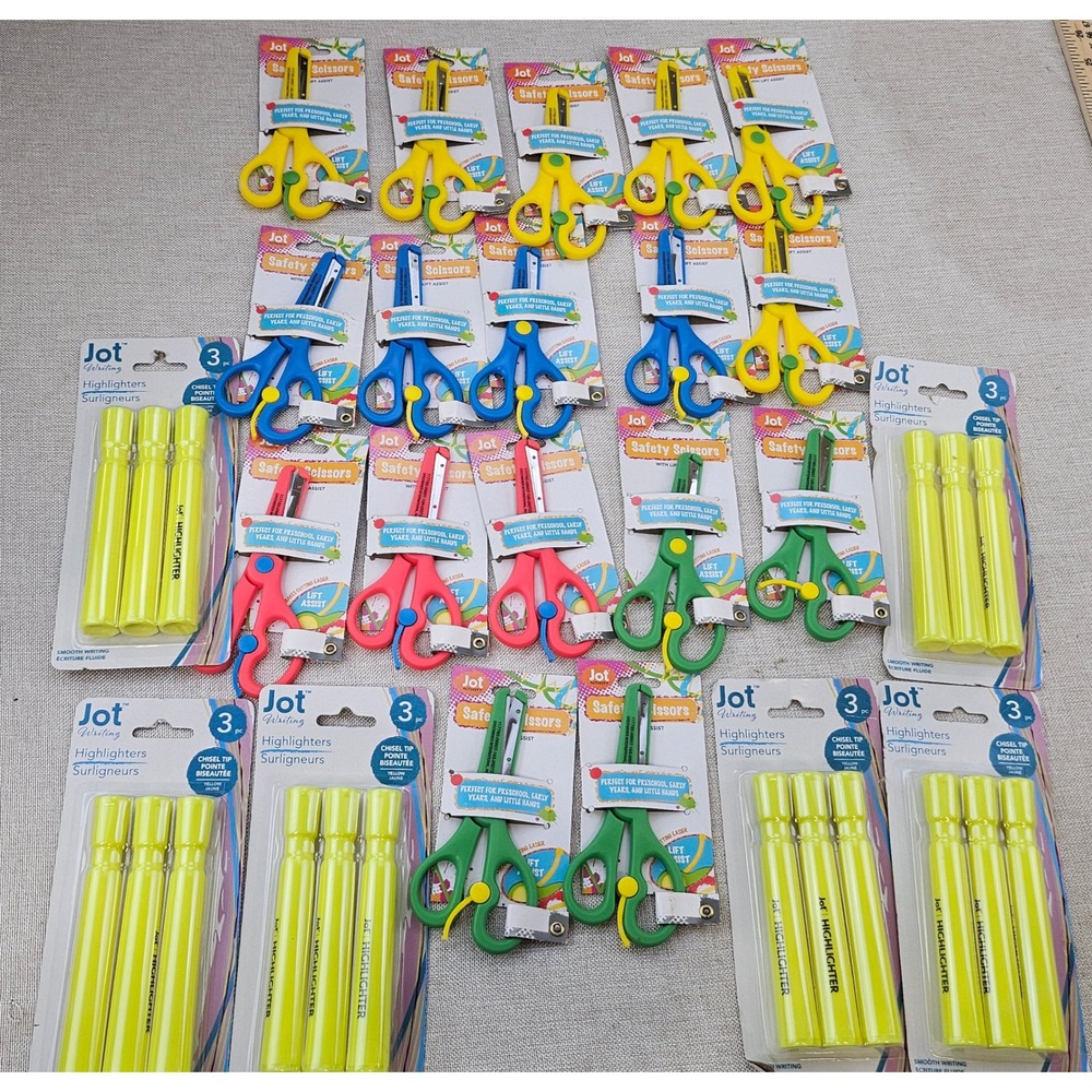 Jot Highlighters and Safety Scissors Bulk Set Kids School Supplies 23pc Bundle